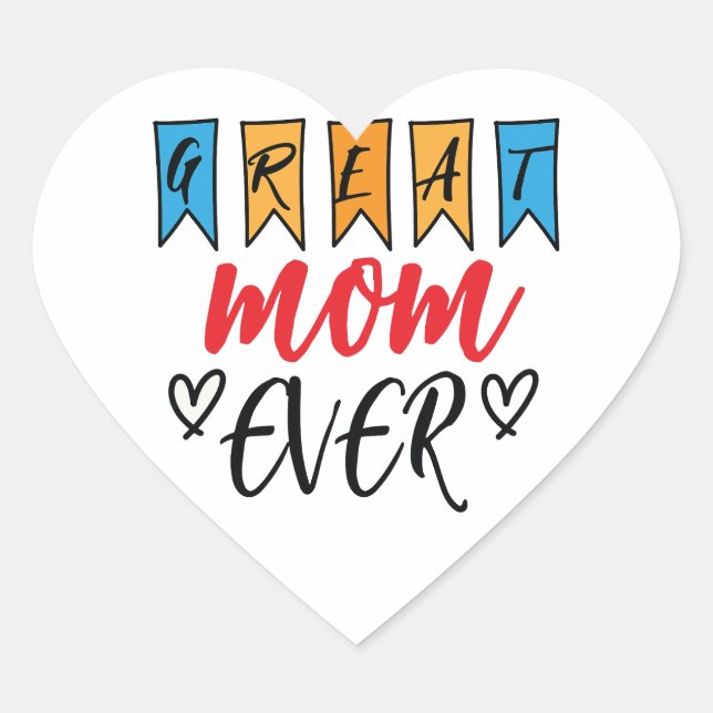 Sticker Cœur Super Maman Ever  (Devant)