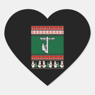 Sticker Cœur Sweat de Noël Lineman Ugly
