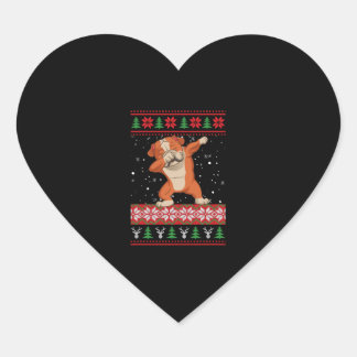 Sticker Cœur Sweat de Noël moche Bulldog anglais