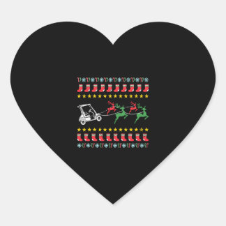 Sticker Cœur Sweat de Noël moche pour Golfer Golf