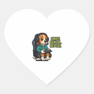 Sticker Cœur Sweatshirt de dessin animé de Gaming Beagle concep