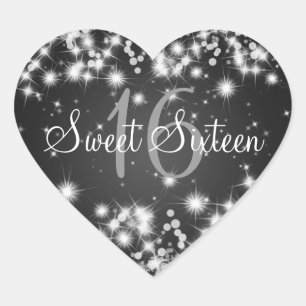 Sticker Cœur Sweet sixteen Hiver Étincelle Noire