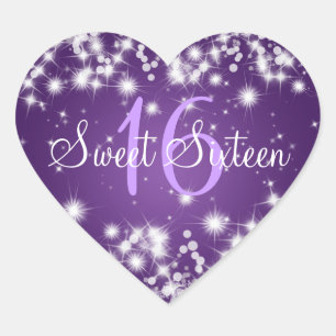 Sticker Cœur Sweet sixteen Hiver Étincelle Purple