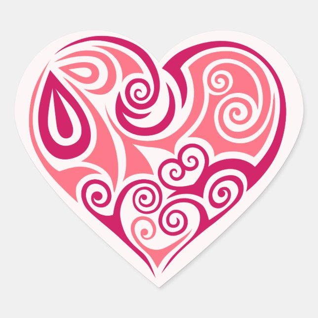 Sticker Cœur Symbole coeur de tatouage tribal rose girly amour  (Devant)