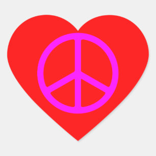 Sticker Cœur Symbole de paix rose maigre