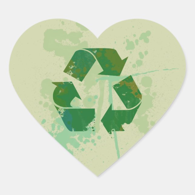 Sticker Cœur Symbole de recyclage (Devant)