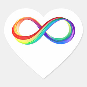 Sticker Cœur Symbole d'infinité arc-en-ciel stratifié