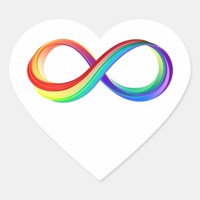 Sticker Cœur Symbole d'infinité arc-en-ciel stratifié (Devant)