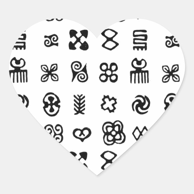 Sticker Cœur Symboles africains Adinkra (Devant)