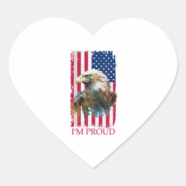 Sticker Cœur Symboles patriotiques américains de fierté nationa (Devant)