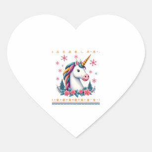 Sticker Cœur T-Shirt à thème Noël Licorne Tricotée (