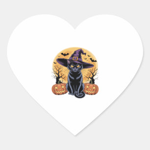Sticker Cœur T-shirt Citrouille essentiel Halloween Chat