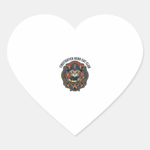 Sticker Cœur T-shirt graphique chat héros pompier - Pompiers