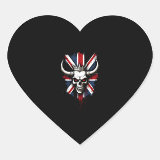 Sticker Cœur T-Shirt Premium Crâne Britannique Drapeau Angleter
