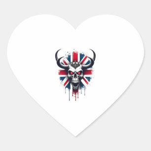 Sticker Cœur T-Shirt Premium Drapeau Angleterre Royaume-Uni Crâ