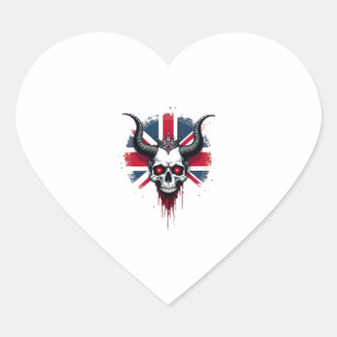 Sticker Cœur T-Shirt Premium Drapeau Angleterre Royaume-Uni Crâ
