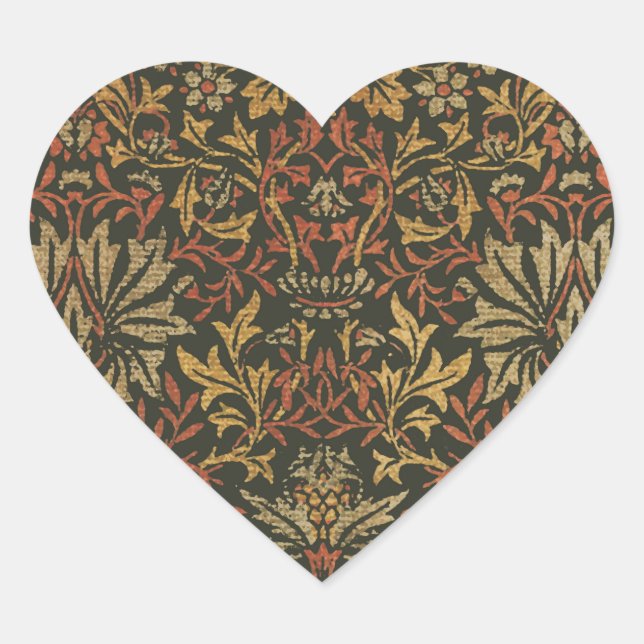 Sticker Cœur Tapisserie du jardin de fleurs William Morris (Devant)