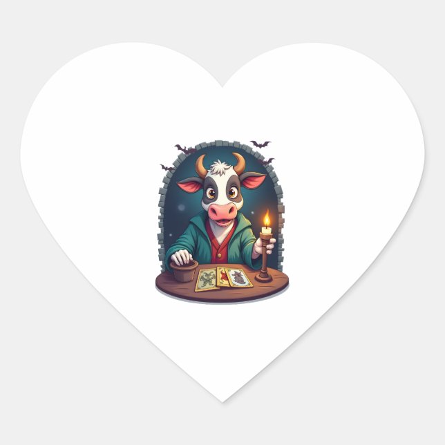 Sticker Cœur Tarot de vache de la terreur (Devant)