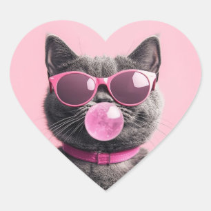 Sticker Cœur Tasse Chat Bubblegum
