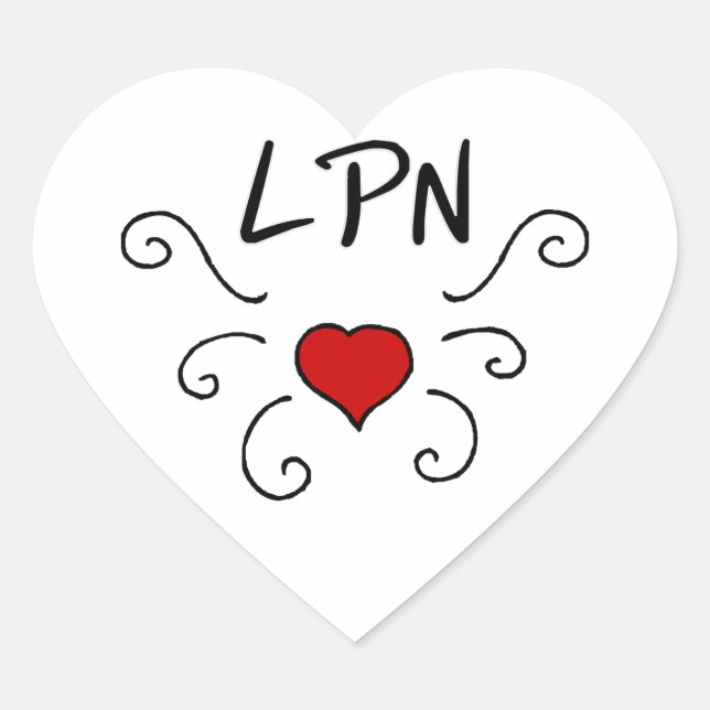 Sticker Cœur Tatouage d'amour pour les infirmières LPN (Devant)