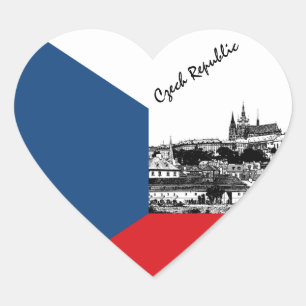 Sticker Cœur Tchèque, Coeur, Prague, Drapeau Tchèque