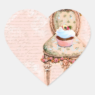 Sticker Cœur Tea Party Cupcake French Victorian Design
