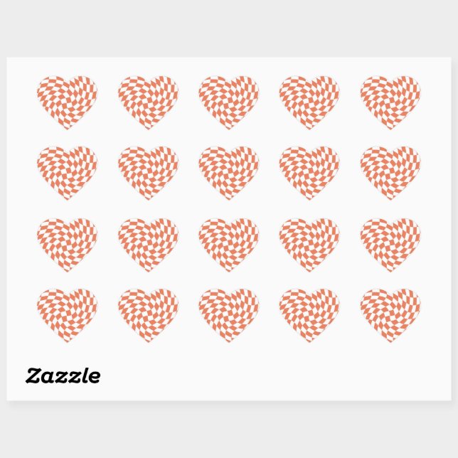 Sticker Cœur Teracotta Mariage Collection Vérifier À damiers (Feuille)