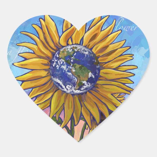 Sticker Cœur Terre de tournesol (Devant)