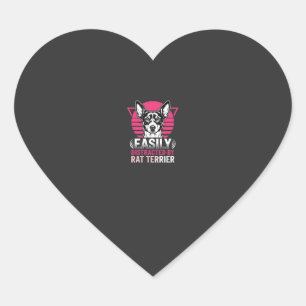 Sticker Cœur Terrier Rat Facilement Distrait Chien Rétro