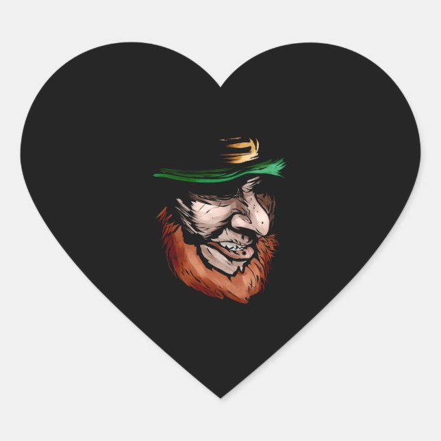 Sticker Cœur Tête de Dark And Grim Leprechaun sur St Patrick s (Devant)