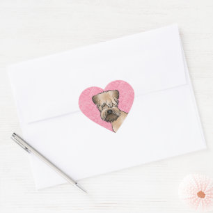 Sticker Cœur Tête De Terrier Roue Sur Coeurs Roses