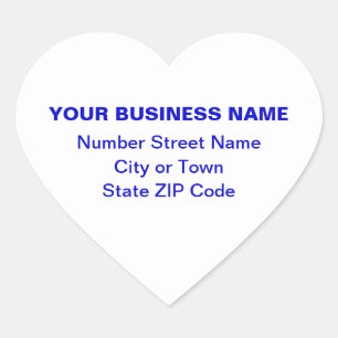 Sticker Cœur Texte bleu clair Adresse professionnelle sur Blanc