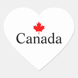 Sticker Cœur Texte canadien personnalisé avec feuille d'érable