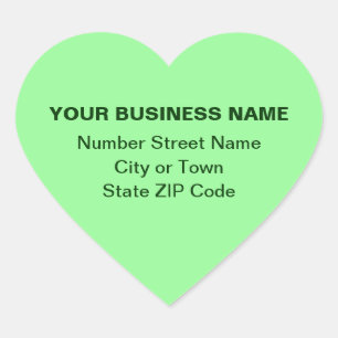 Sticker Cœur Textes ordinaires Adresse professionnelle sur Vert