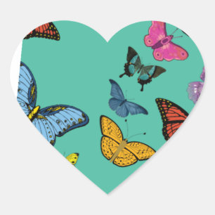 Sticker Cœur Texture motif papillon