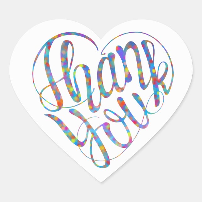 Sticker Cœur Thank you in 17 langs as heart shapes (Devant)