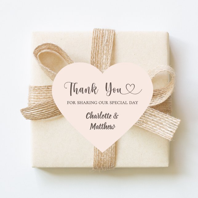 Sticker Cœur Thank you sharing our day blush pink taupe wedding (Créateur téléchargé)