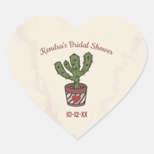 Sticker Cœur Thème de fête de mariage personnalisé Cactus 