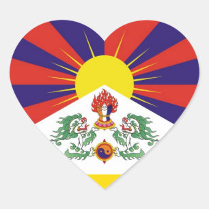 Sticker Cœur Tibet, Lions de Neige, Drapeau Tibétain - L'Himala