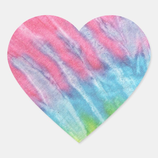 Sticker Cœur Tie Dye Pastel Rose et Aqua (Devant)