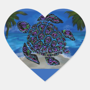 Sticker Cœur Tortue