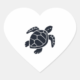 Sticker Cœur Tortue à glissière à oreille rouge