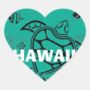 Sticker Cœur Tortue Aloha