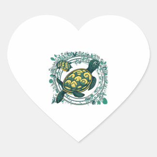 Sticker Cœur Tortue avec bébé