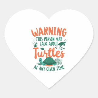 Sticker Cœur Tortue de mer Avertissement
