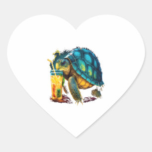 Sticker Cœur Tortue de mer hawaïenne Ananas Aloha