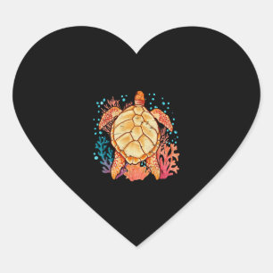 Sticker Cœur Tortue marine d'Hawaii