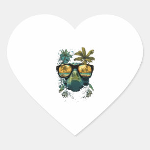 Sticker Cœur Tortue Tortues de mer hawaïennes Plage Hawaï Palmi