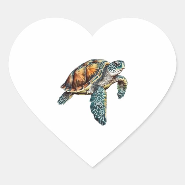 Sticker Cœur Tortues Conception Sous-Marine Pour Plongeurs (Devant)
