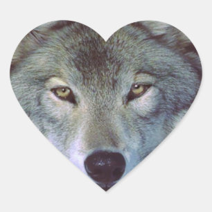 Sticker Cœur Totem d'animal de loup